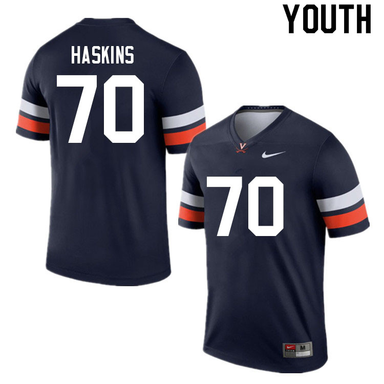 Youth #70 Bobby Haskins Virginia Cavaliers College Football Jerseys Sale-Navy - Click Image to Close